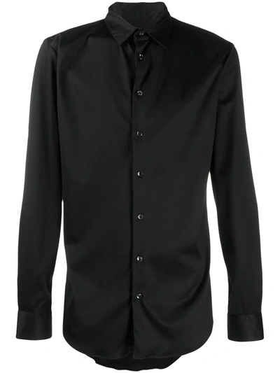 Giorgio Armani Button Up Tuxedo Shirt In Black