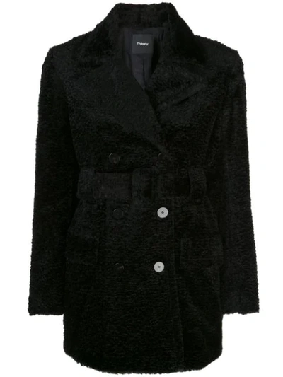 Theory Soft-knit Peacoat In Black