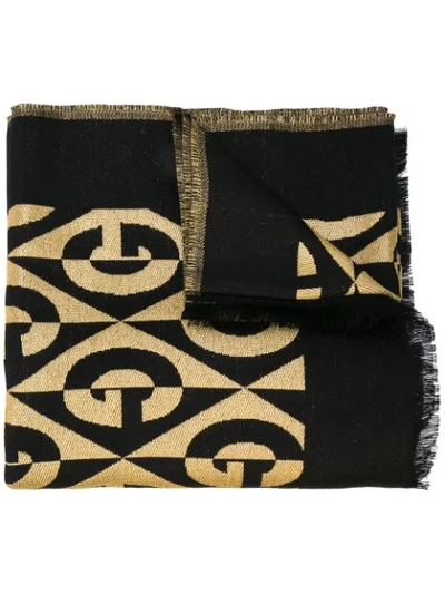 Gucci G Rhombus Lamé Scarf In Black