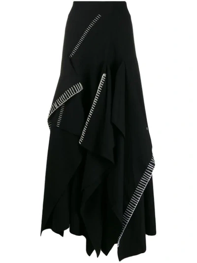 Yohji Yamamoto Long Asymmetric Skirt In Black