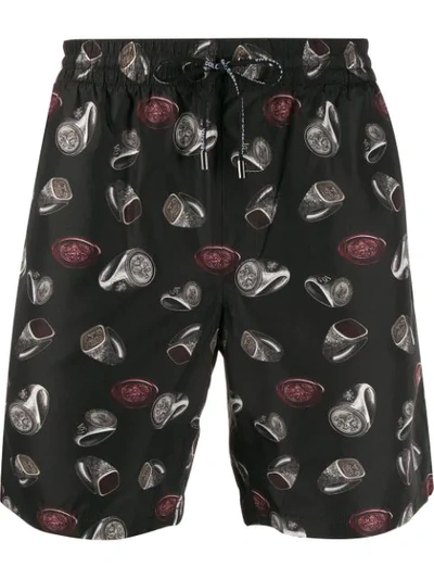 Dolce & Gabbana Short Ring-print Swimming Shorts In Black