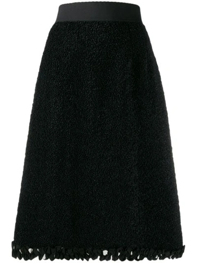 Dolce & Gabbana Textured A-line Midi Skirt In Black