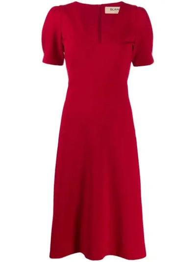 Blanca V-neck Midi Dress In Red