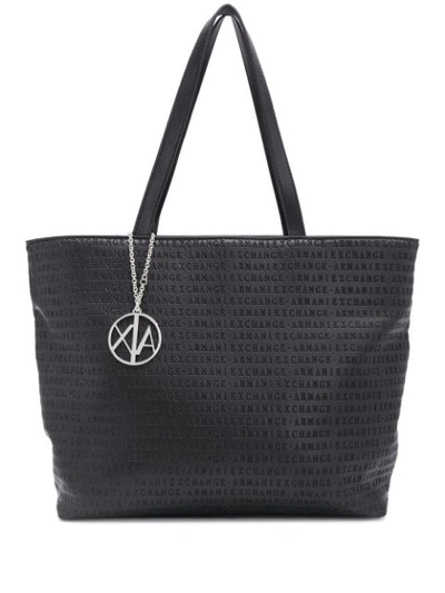 Armani Exchange Embossed Logo Tote Bag In Black