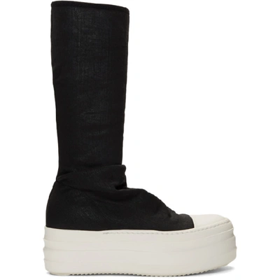 Rick Owens Drkshdw Black Double Bumper Sock Sneaker Boots In 99 Black