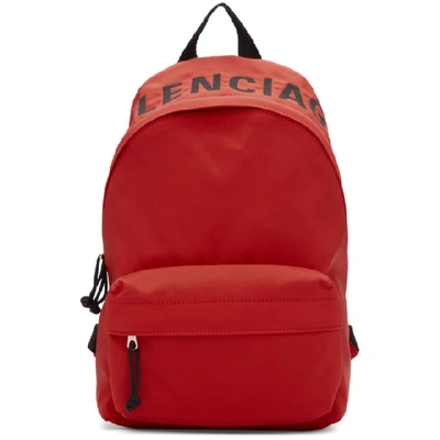 Balenciaga Small Wheel Logo Backpack In Bright Red