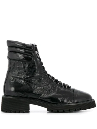 Hogl Wrinkled Effect Lace-up Boots In Black