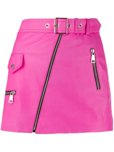Manokhi Belted Biker Skirt In Pink