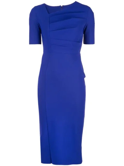 Greta Constantine Off Centre V-neck Dress In Blue