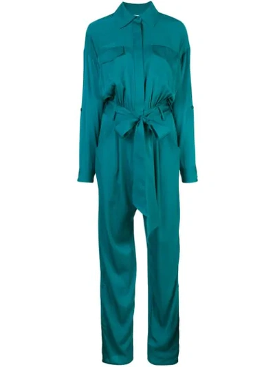 Milly Belted Waist Jumpsuit In Green