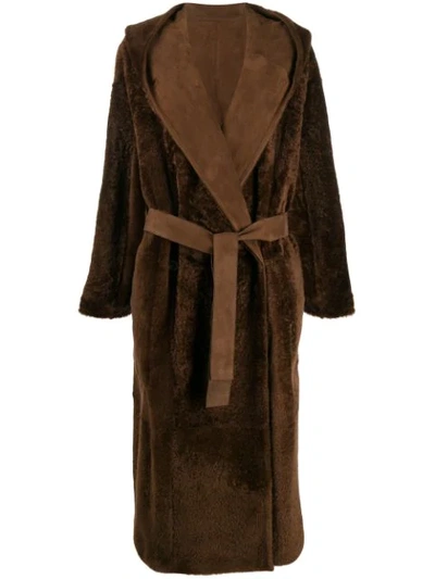 Agnona Reversible Hooded Coat In Brown
