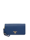 Prada Saffiano Logo Plaque Mini Bag In Blue