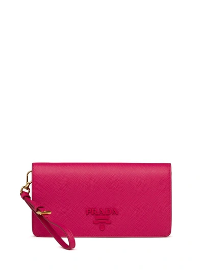 Prada Logo Plaque Saffiano Mini Bag In Pink