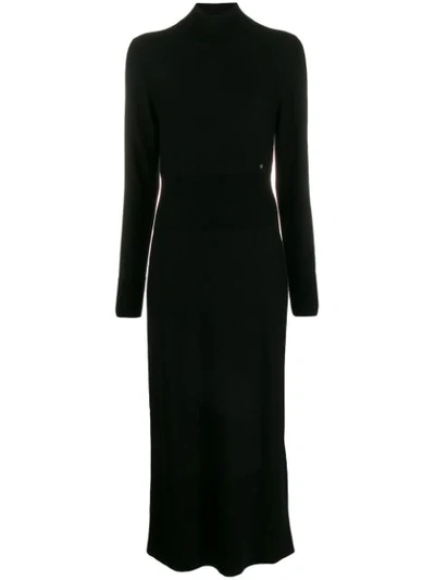 Calvin Klein Roll Neck Knitted Dress In Black