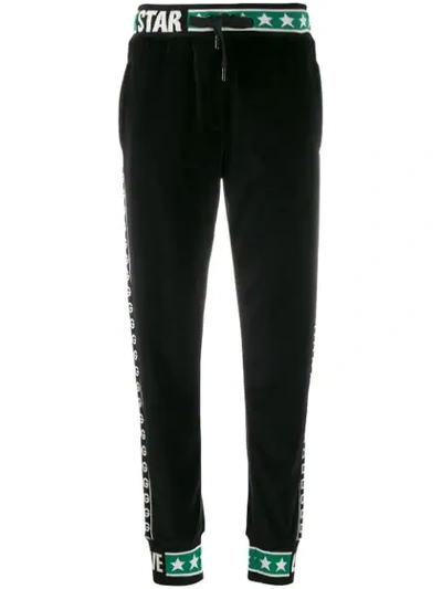 Dolce & Gabbana Cuffed Logo Stripe Track Pants In Black