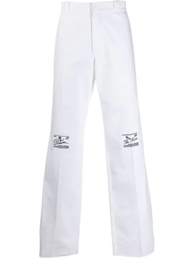 Raf Simons Embroidered Straight-leg Trousers In 00010 White