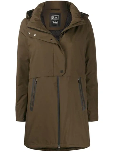 Herno Padded Hooded Coat In Green