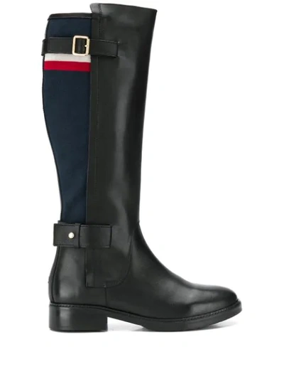 Tommy Hilfiger Blanket Detail Knee-high Boots In Black