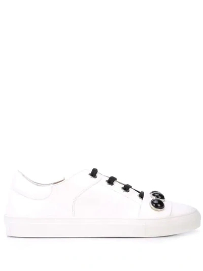 Alberto Fermani Studded Lace Up Sneakers In White