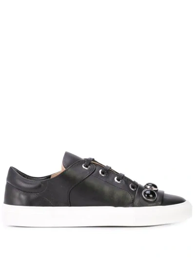 Alberto Fermani Studded Lace Up Sneakers In Daytona Nero