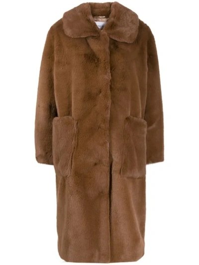 Stand Studio Oversized Faux-fur Coat In Brown
