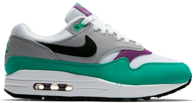 Pre-owned Nike Air Max 1 Clear Emerald (women's) In White/black-wolf Grey-clear Emerald