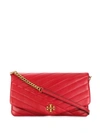 Tory Burch Kira Chevron Quilted Leather Clutch In Red Apple/gold