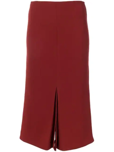Victoria Beckham Pleat Detail Crepe Pencil Skirt In Red
