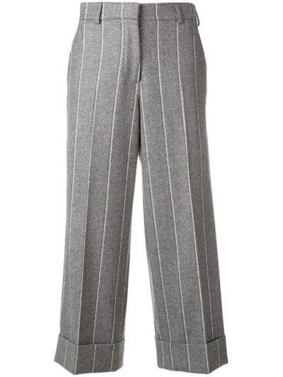 Thom Browne Shadow-stripe Cropped Trousers In Grey
