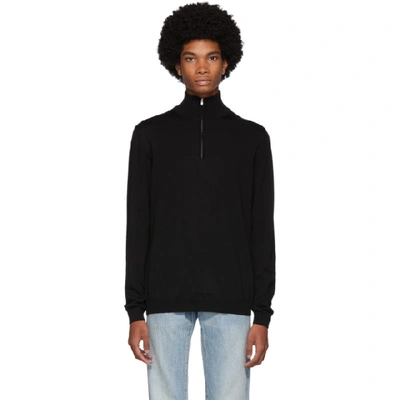 Norse Projects Black Merino Half Zip Fjord Sweater In 9999/ Blac