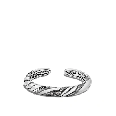 John Hardy 'lahar' Diamond Silver Medium Kick Cuff In White Diamond