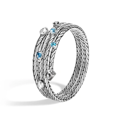 John Hardy Classic Chain Triple Coil Bracelet In Swiss Blue Topaz