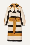 Ulla Johnson Lawson Double-breasted Striped Woven Coat In Neutral