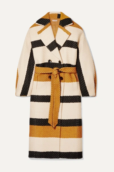 Ulla Johnson Lawson Double-breasted Striped Woven Coat In Neutral