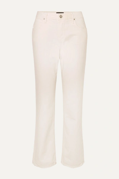 Rta Bonnie Corduroy-trimmed Mid-rise Straight-leg Jeans In White