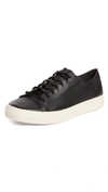 Vince Men's Copeland Leather Low-top Sneakers In Black Leather