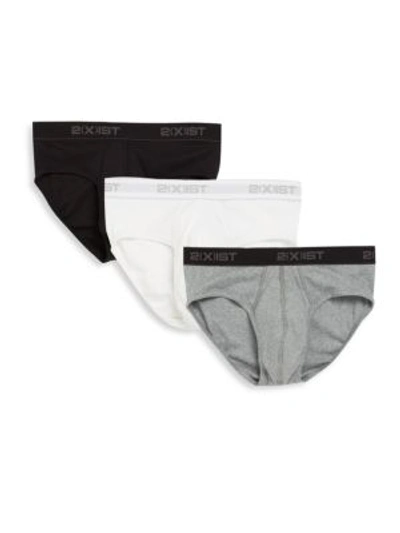 2(x)ist Cotton Briefs- Set Of 3 In White Black Grey