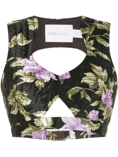Alice Mccall Wild Flowers Cropped Top In Black