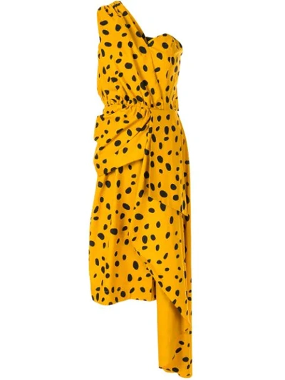 Romance Was Born Cheetah Minx Draped Dress In Yellow