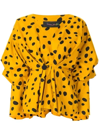 Romance Was Born Cheetah Minx Blouse In Yellow