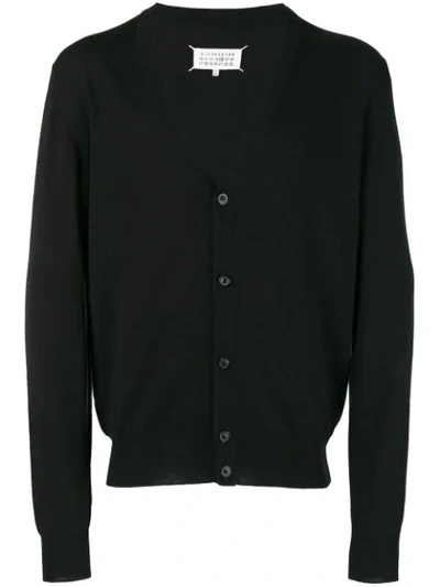Maison Margiela Elbow-patch Knitted Cardigan In Black