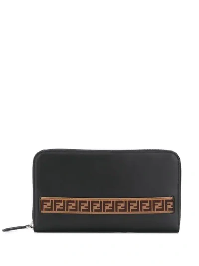 Fendi Ff Motif Stripe Detail Wallet In Black