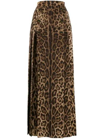 Dolce & Gabbana Full Leopard Print Skirt In Brown
