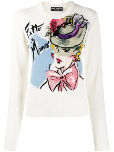 Dolce & Gabbana Fatto A Mano Print Sweater In Multicolor