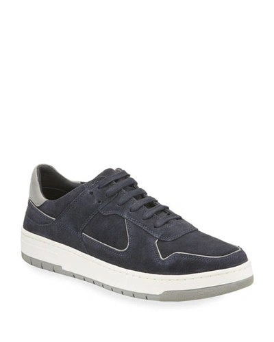 Vince Men's Mayer-2 Suede Sneakers With Contrast Piping In Coastal
