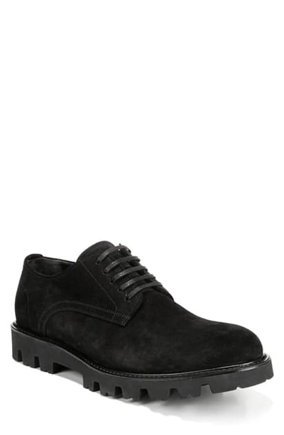 Vince Men's Cadet Suede Lug-sole Derby Shoes In Black/ Black