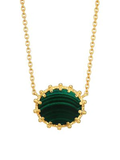 Astley Clarke 18k Yellow Gold Vermeil & Malachite Slice Floris Pendant Necklace