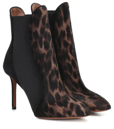 Alaïa Leopard-print Calf Hair Ankle Boots In Black