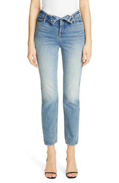 Alexander Wang T Cult High-rise Straight Jeans W/ Flipped Waistband In Vintage Mid Indigo