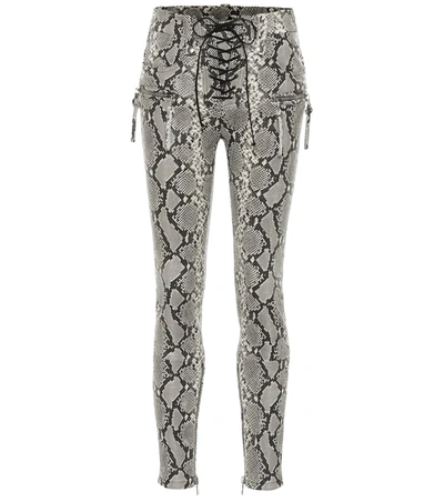 Ben Taverniti Unravel Project Snake-effect Leather Pants In Grey